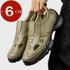 Men 6CM Height Increase Genuine Leather Business Casual Sandals Breathable Lightweight Comfort Hollow Out Summer Elevator Shoes
