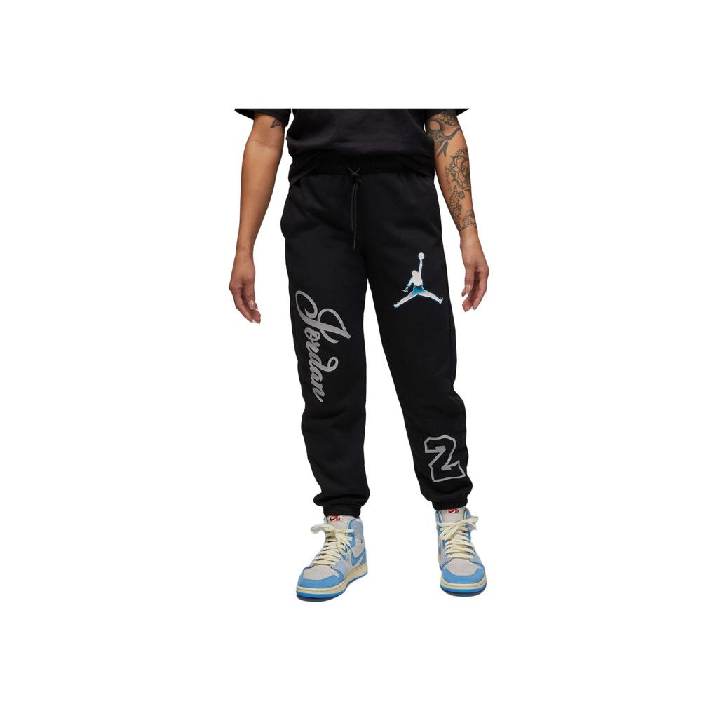 Jordan Letter Logo Print Drawstring Knit Sports Pants Women Bottoms Black DZ3385-010