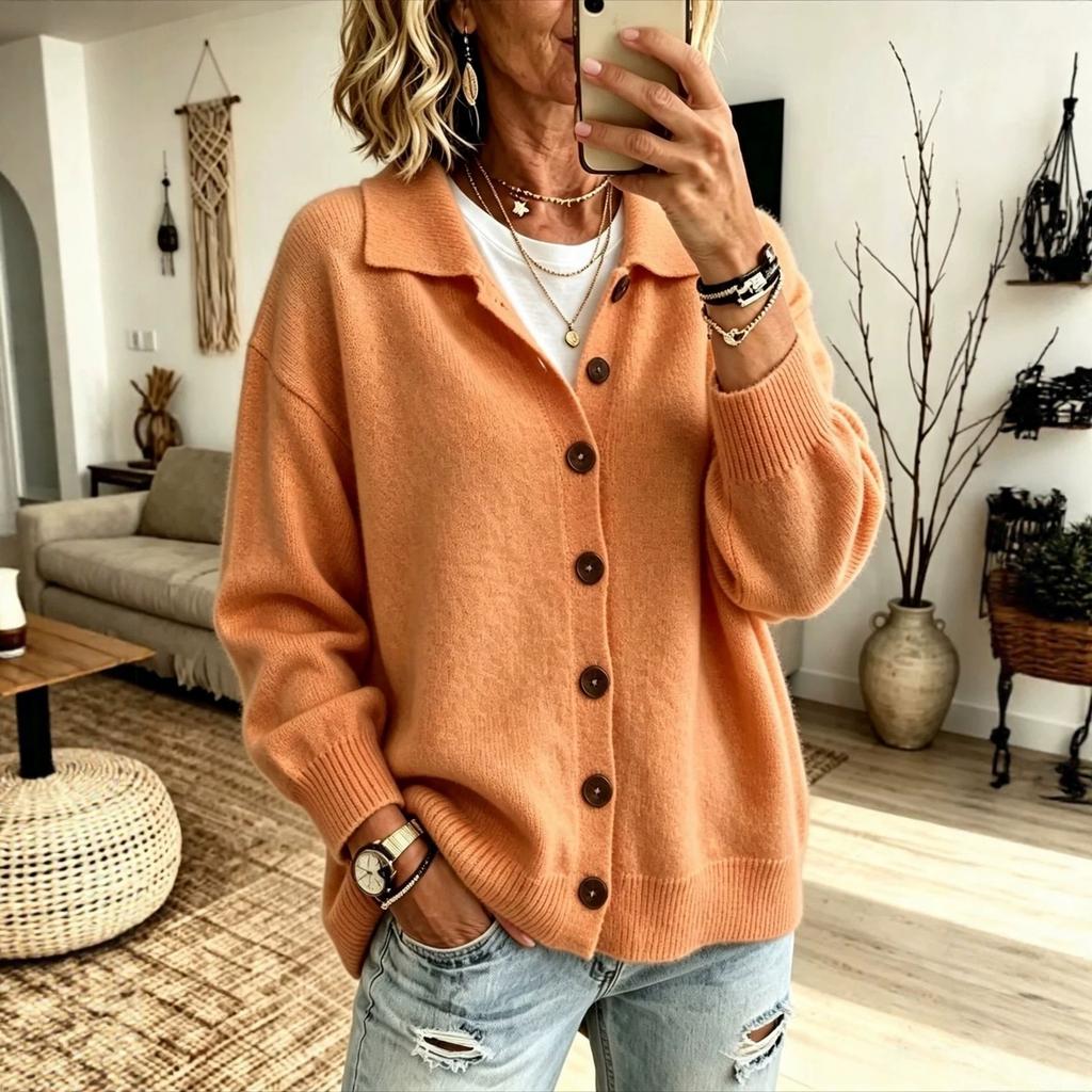Dames gebreide vest trui met knopen aan de voorkant en reverskraag, Kleur Casual Herfst Winter