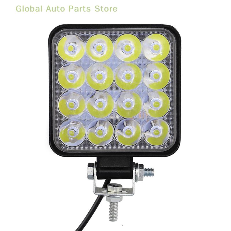 Square 48W LED Work Light 12V 24V Off Road Flood Spot Lamp For Car Truck SUV