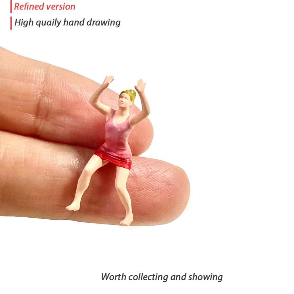 1:64 Scale Hand Painted Resin Collectible Figure Miniature Model Accessories Realistic Beach Volley Figure Model Gift