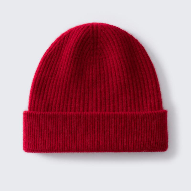 % Pure Cashmere Hat Autumn and Winter Thickened Classic Versatile Knitted Wool Headgear, Ear Protection and Thermal Hat