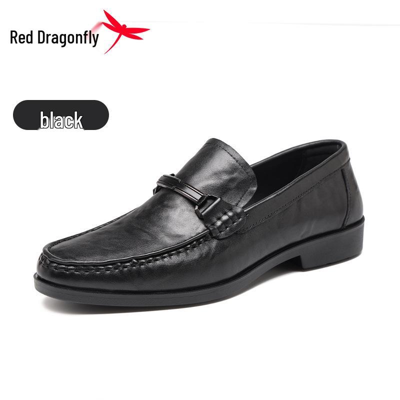 Red Dragonfly Men s Genuine Leather Slip-on Loafers - British Style Casual Driving Moccasins 40 чёрный