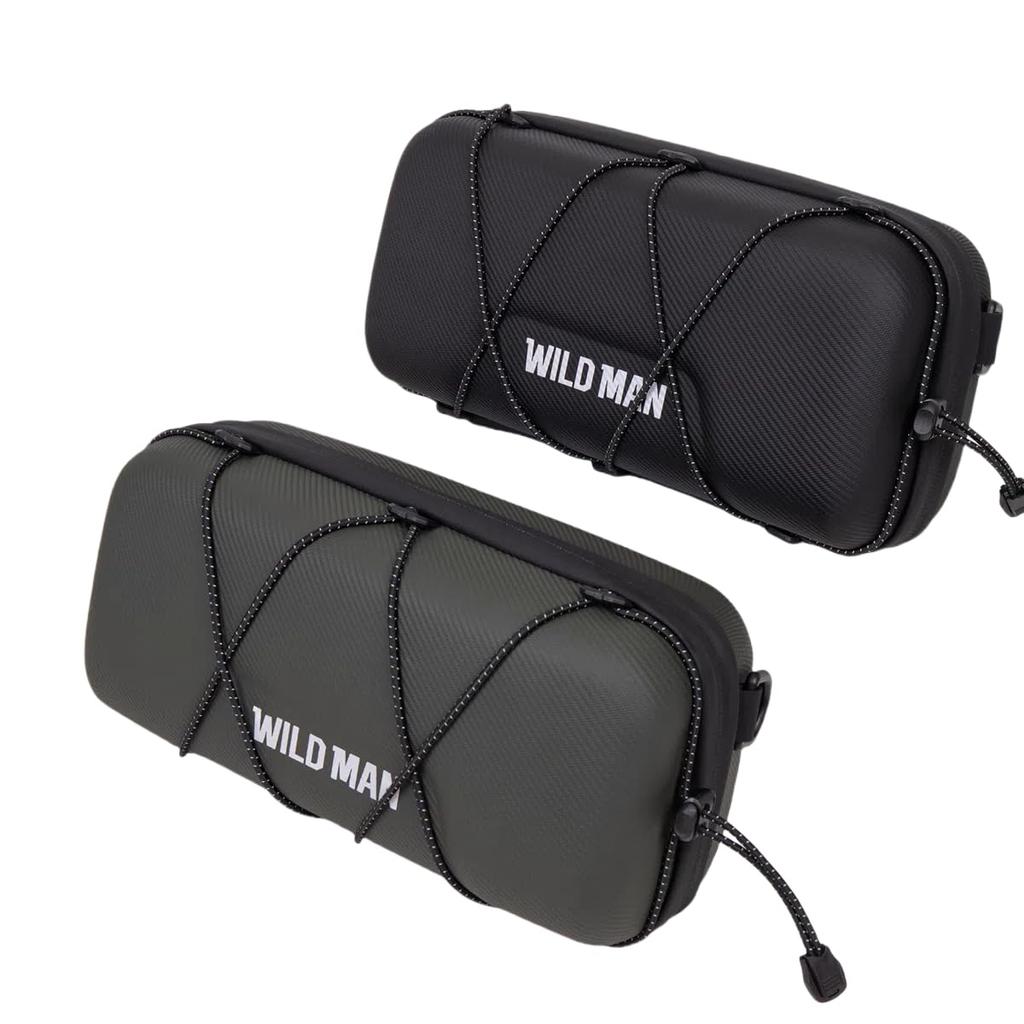 WILD MAN Hard Case Bicycle Handlebar Bag Elastic Drawstring Cycling Handlebar Bag for Bikes - Pack/Front Road/Mountain (GD8, Black) [Used]