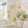 Parrot Climbing Toy Swing Perch Solid Wood Perch Pole Wooden Blocks And Bird Enrichment Beads Arch Unpainted for Small Medium Parrots Healthy