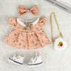Girl Doll Clothes Accessories with Shoes Bow Bag for 20cm Dolls Floral Print Cute Girl Doll Clothing