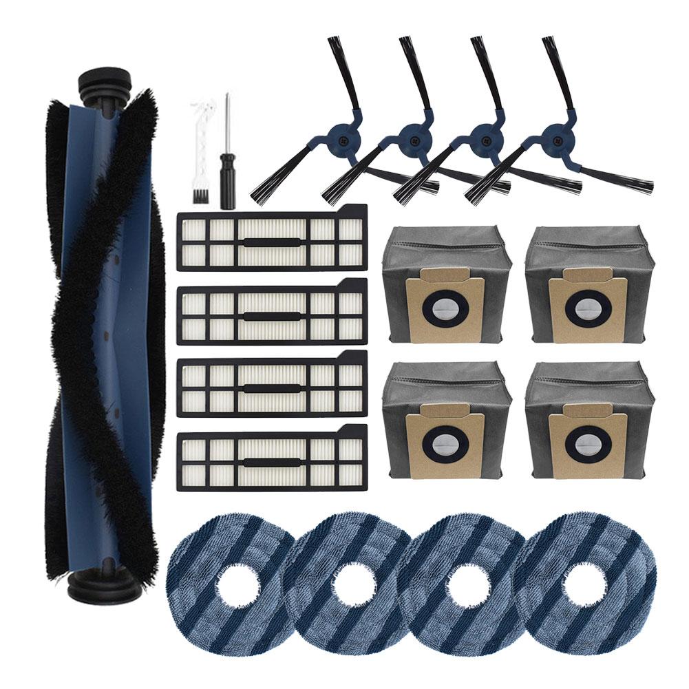 For Eufy Omni- X10 Robot Vacuum Parts Kit Main Brush Side Brushes Filters Dust Bags Cleaning Wipes Screwdriver Tool Set 19Pcs