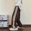 Autumn Hong Kong Style Men's Trendy Straight Sweatpants with Side Stripes