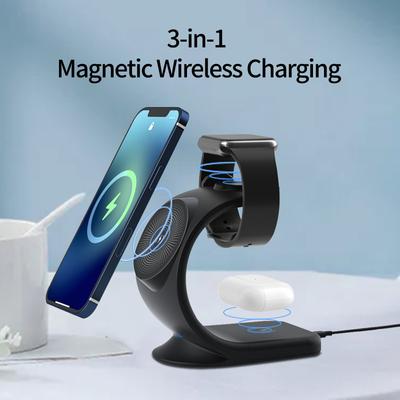 2025 Magnetická bezdrátová nabíječka 3 v 1 pro chytrý telefon 5-15W Bezdrátová nabíjecí stanice pro hodinky/sluchátka Držák/stojan na telefon