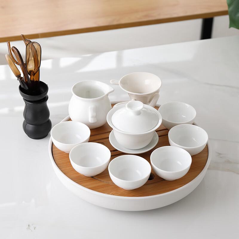 Yuzhuxun Ceramic 7-Piece Gongfu Tea Set with Gaiwan & Douli Cups