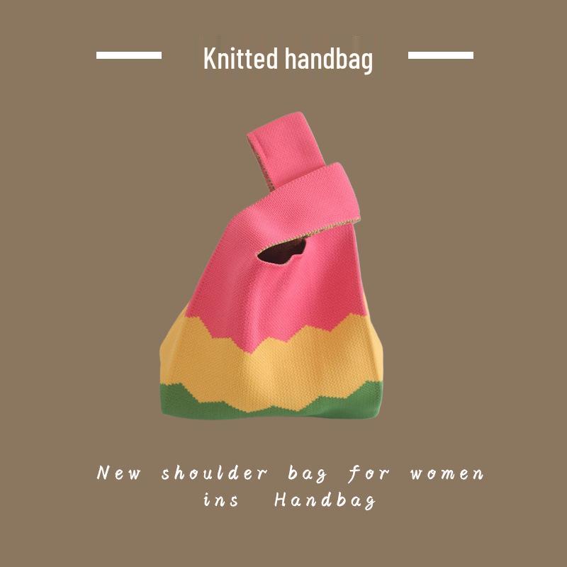 Trendy Women's Knitted Wool Bucket Handbag - Casual Tote & Lunch Box Bag