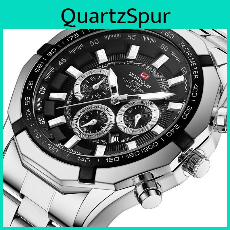 Mens Va Va Voom Luxury Watches Stainless Steel Band Fashion Waterproof Quartz Watch For Man Calendar Male Clock Watches 2382