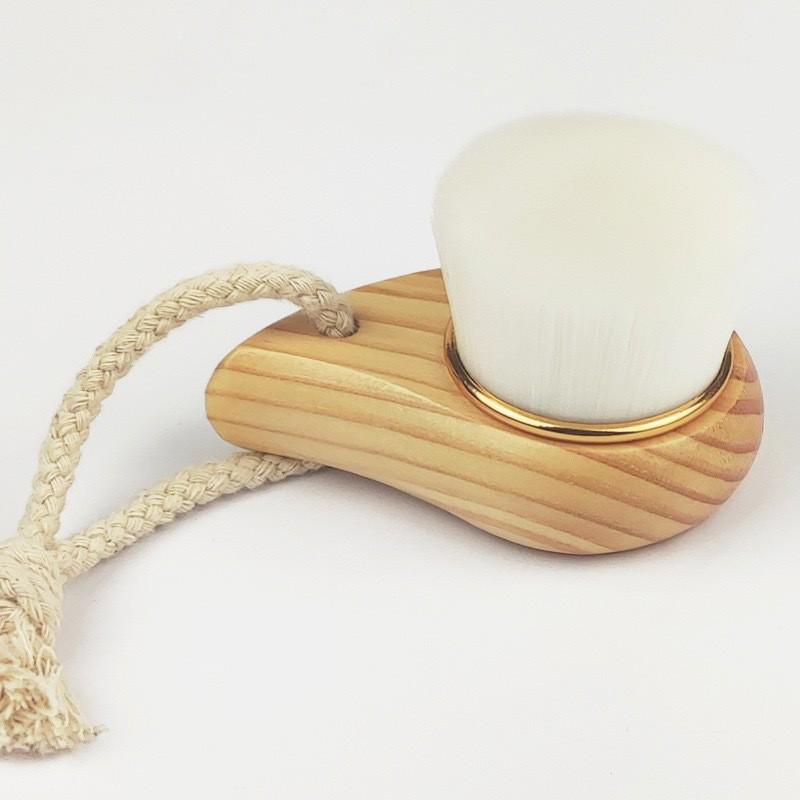 Raindrop Pine Wood Face Wash Brush - Soft Bristle Makeup Cleansing Tool