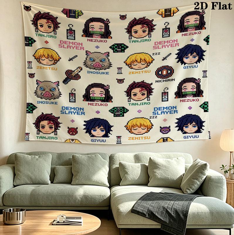 Arazzo da Parete Demon Slayer Appeso Estetico alla Parete Coperta in Tessuto Stampato Arazzi Decorativi per Camera da Letto Soggiorno Decorazione per la Casa