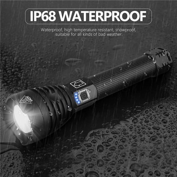 Outdoor Waterproof Led Flashlight Powerful Rechargeable Flashlight 26650 Bright Light Lamp Camping Hand Light USB Flash Lamp