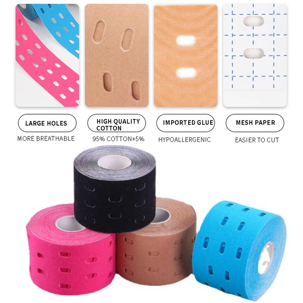 Perforated Kinesiology Tape 1 Roll For Sensitive Skin Breathable Elastic Athletic Tape Pain Relief Muscle Support
