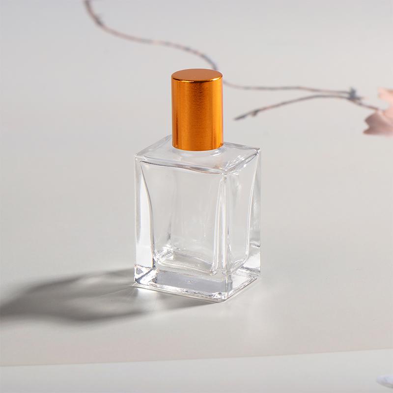 8/10/15Ml Empty Clear Square Glass Essential Oil Bottle Steel Roller Gold Lid Massage Perfume Roll On Sample Vials