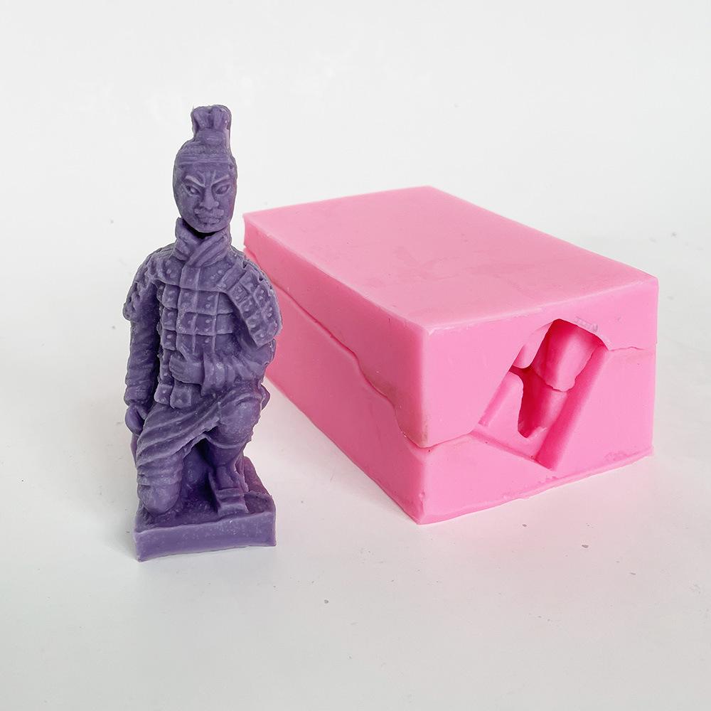 1 Stück Terrakotta-Krieger 3D Silikon Seifenform Form zum Kerzen gießen