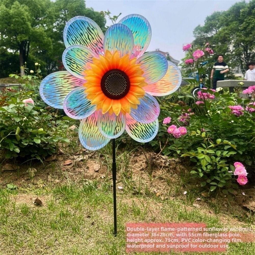 PVC Rotating Sunflower Wind Spinner Large Turntable Windmill Outdoor Party Picnic Decor