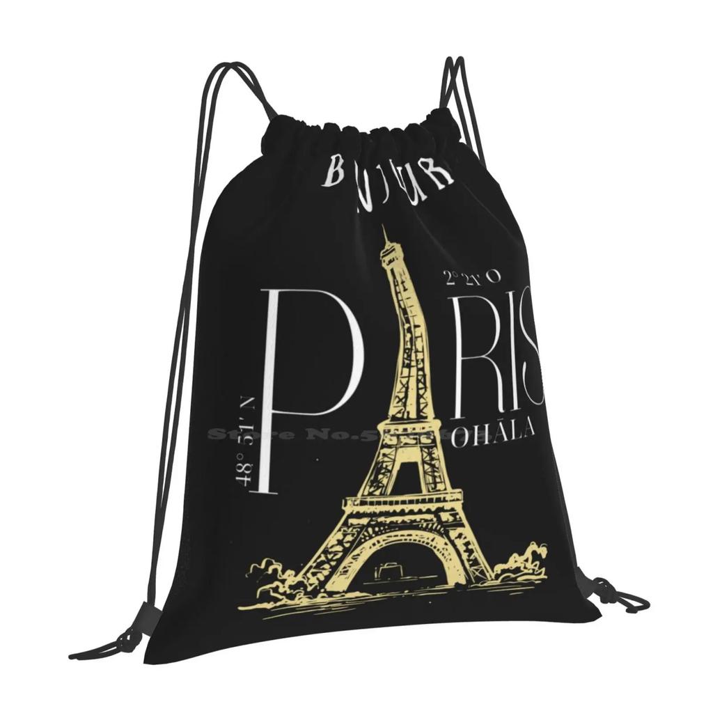 Paris White School Bags Travel Laptop Backpack Paris Eiffel Tower Street Style Cool Lifestyle