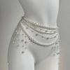MultiLayer Pearl Tassel Waist Chain Luxury Beaded Body Chain for Women Wedding Party Dress Accessory