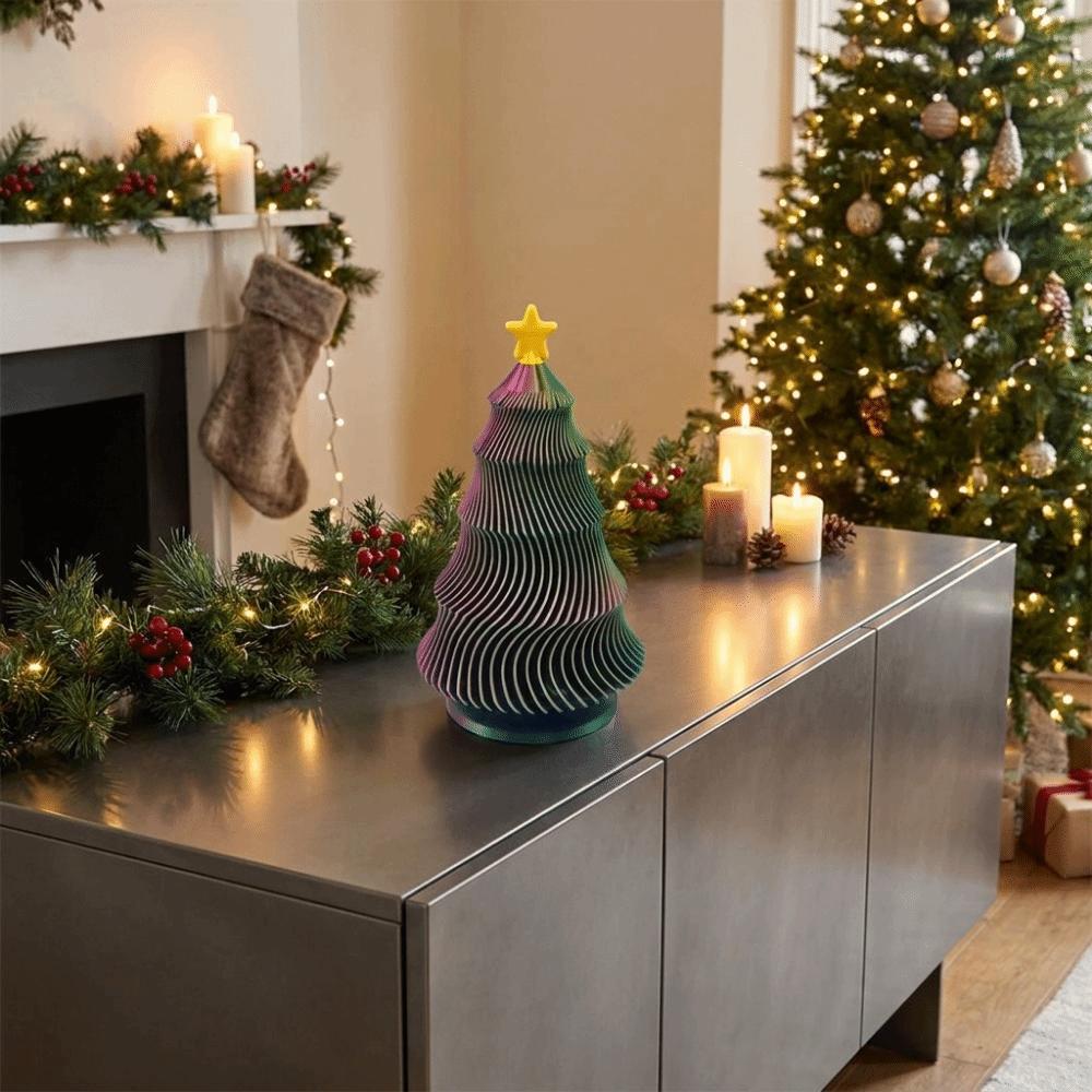 Plastic Rotatable Wave Christmas Tree Colorful Christmas Fidget Toy Office