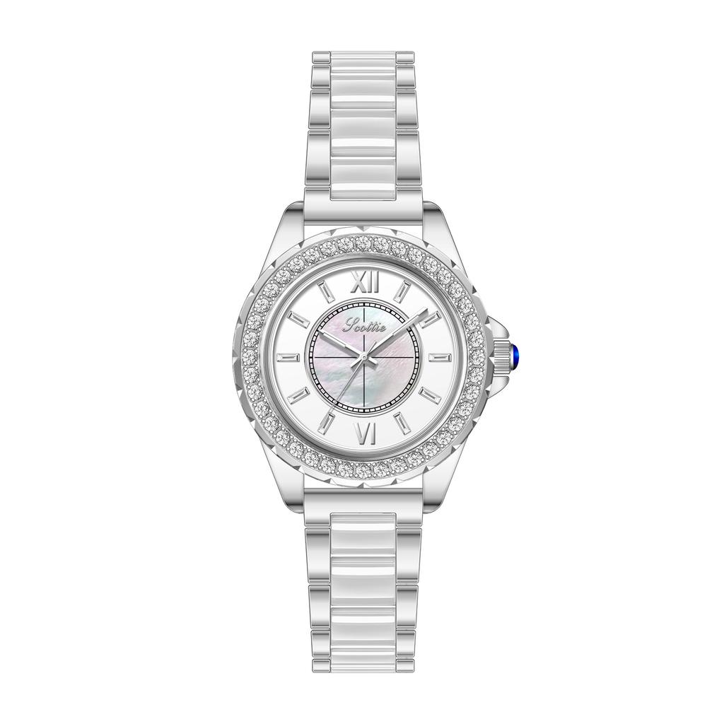 Ceramic Steel Belt Women'S Watch 9677 Diamond-Encrusted Fritillary Gold Watch