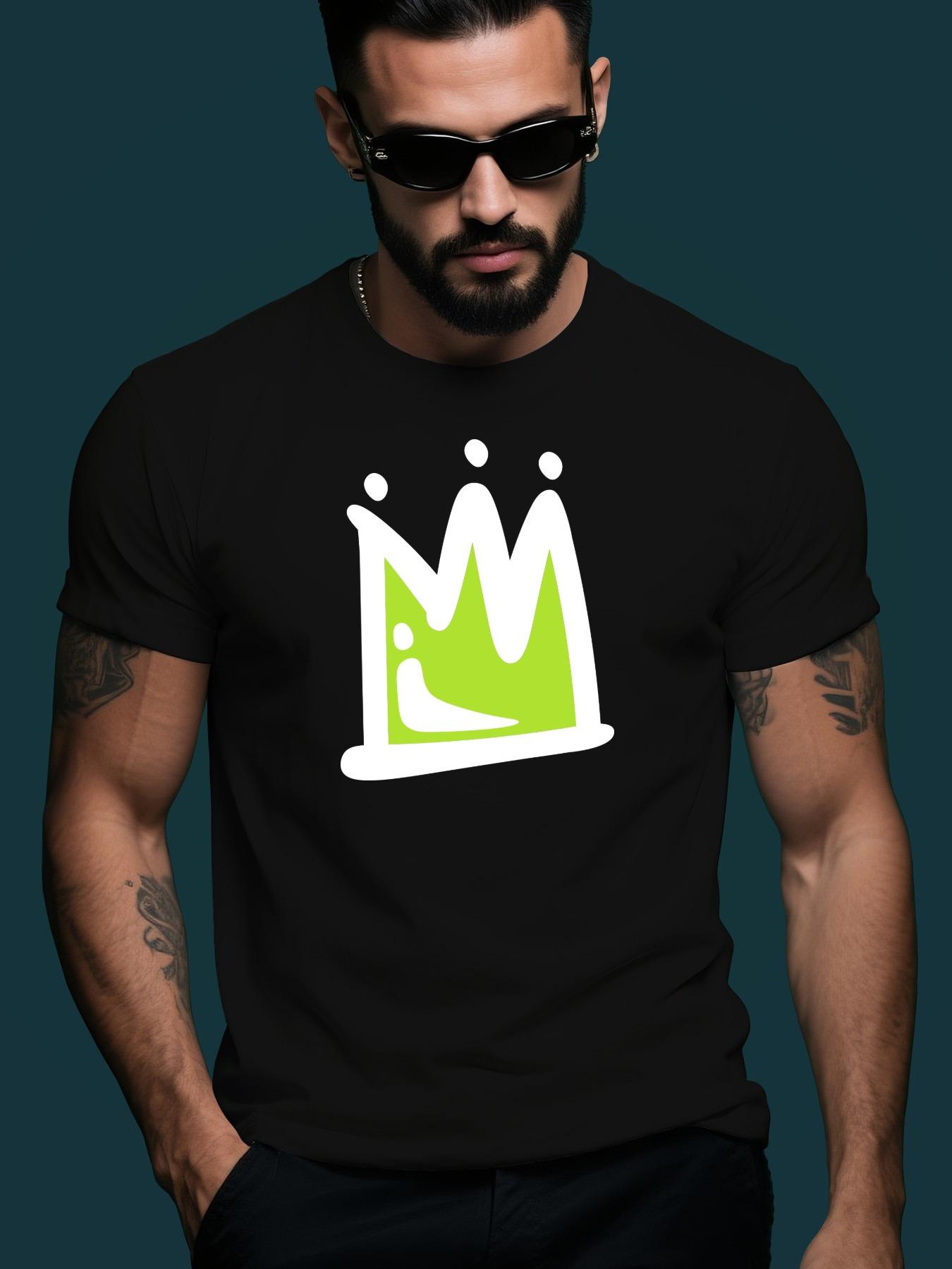 Abstract Crown Graphic Tshirt - Tee with Green Crown Design XXL