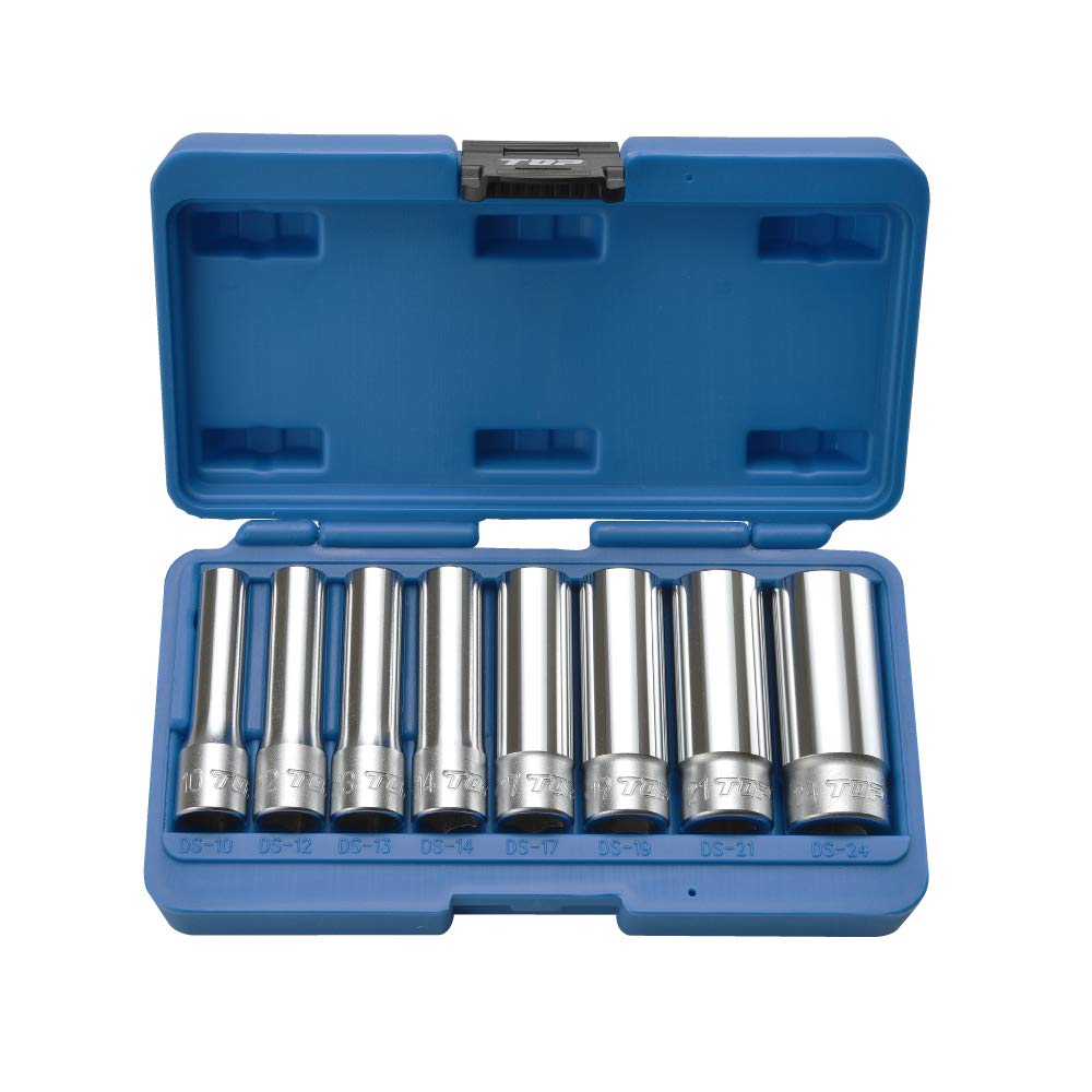 Top Industrial Surface Deep Socket Set for Socket Case Made In Japan (TOP) (8-Piece) Wrenches, 12.7mm Drive, Included, DS4-1024, Tsubame-Sanjo,