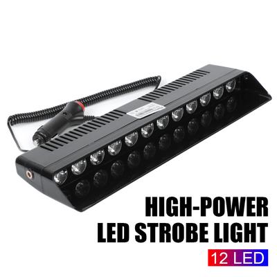 Multiple Flashing Modes Red Blue Car Strobe Light Windshield Warning Lamp Emergency Flasher Police Lights 12V 12 LED