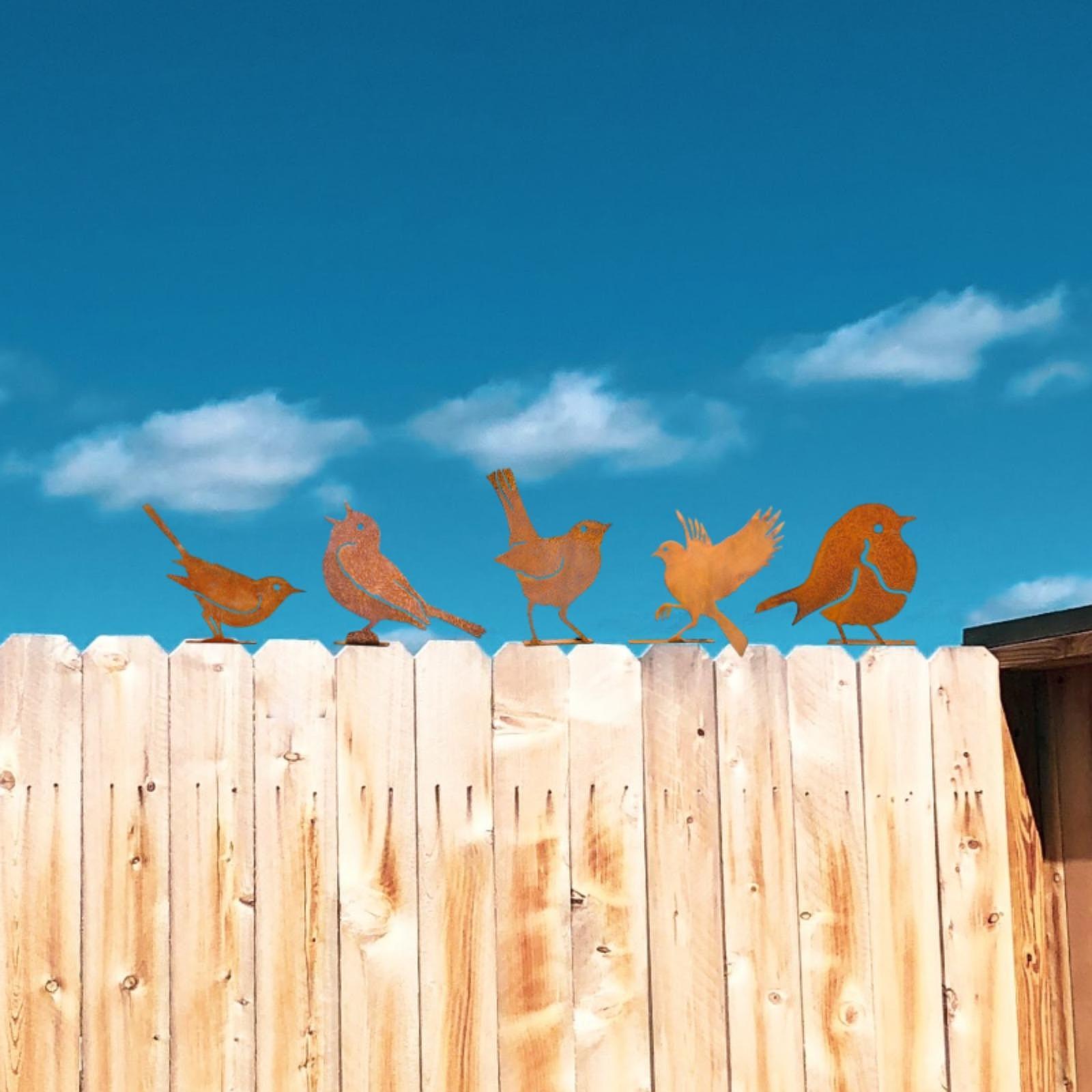 

5x Rusted Birds Decorations Metal Bird Silhouette for Yard Gates Outside