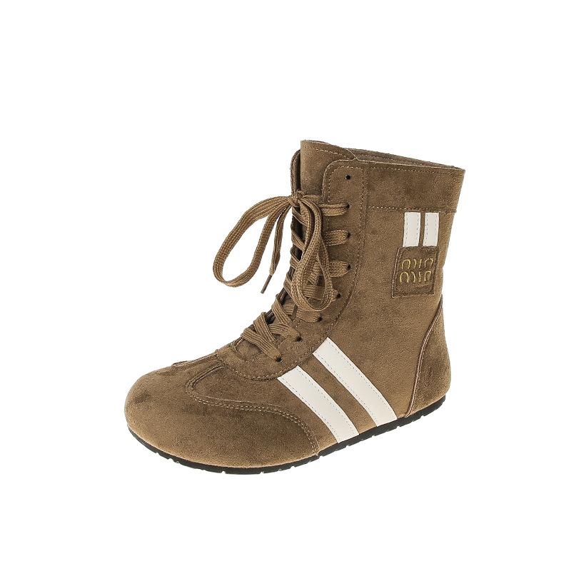 2025 autumn new retro matte leather high-top German training shoes fashionable inner height increase Martin boots Maillard casual women's shoes