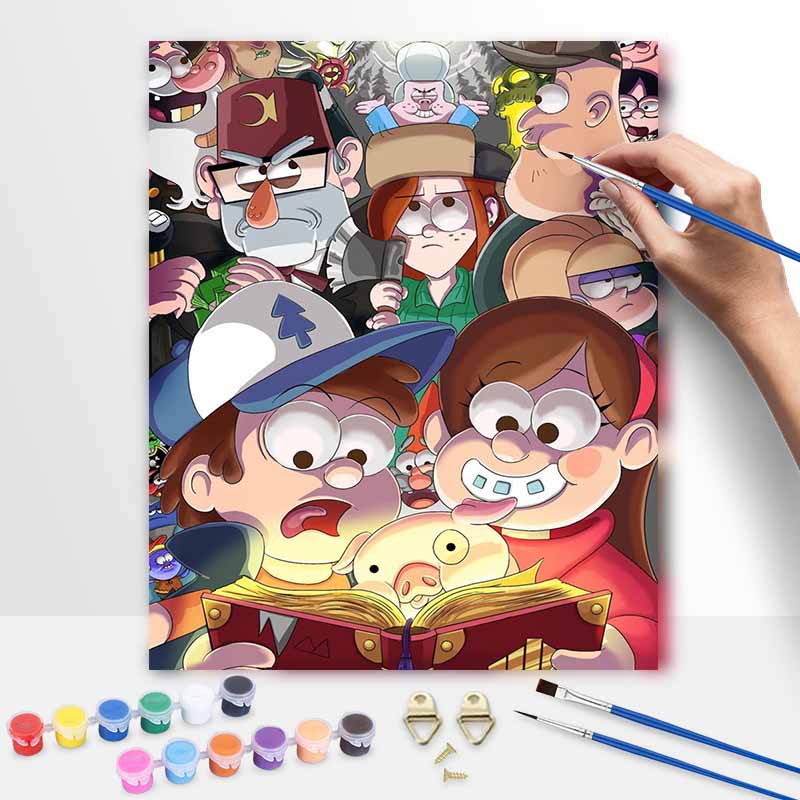 Disney Oil Painting Kit Gravity Falls Home Bedroom Wall Decor Handmade Gift 20x30cm