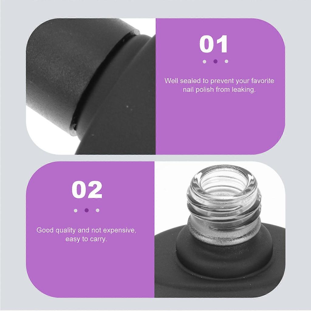 Oblate-Shape Nail Polish Bottle for Manicure 10Pcs Black Set