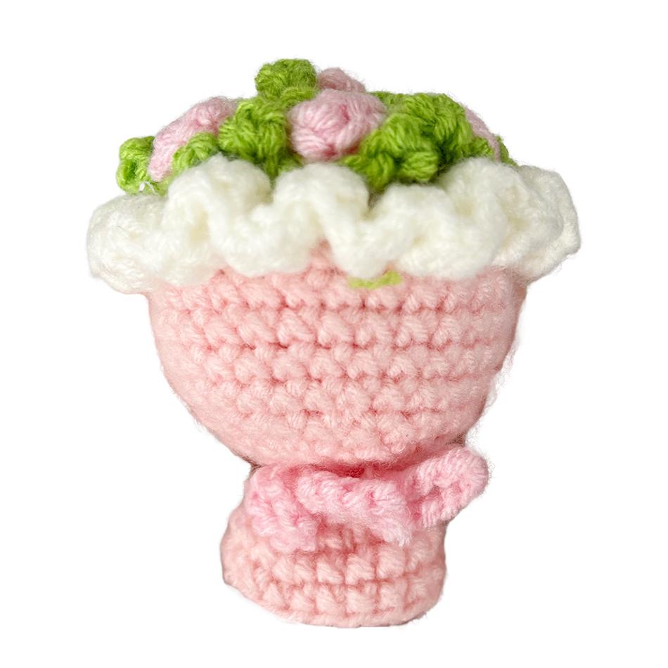 8PCS Handheld Flower Keychain Pendant Knitted Hook Weaving Pendant Rose Creative Keycain Bag Pendant Toy Graduation Gift