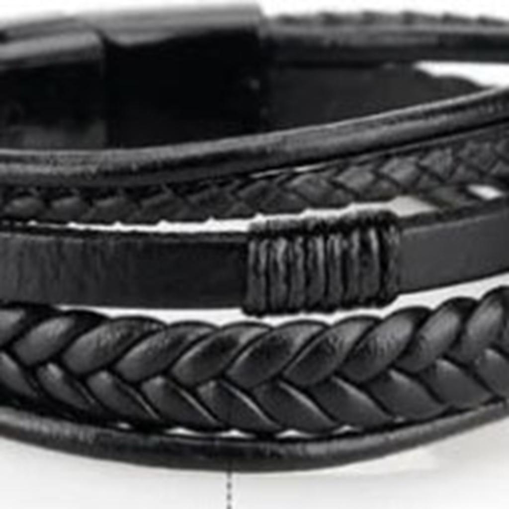 PU Leather Braided Bracelet Men Black Simple Fashionable Alloy Buckle Woven Bracelet Jewelry Accessory