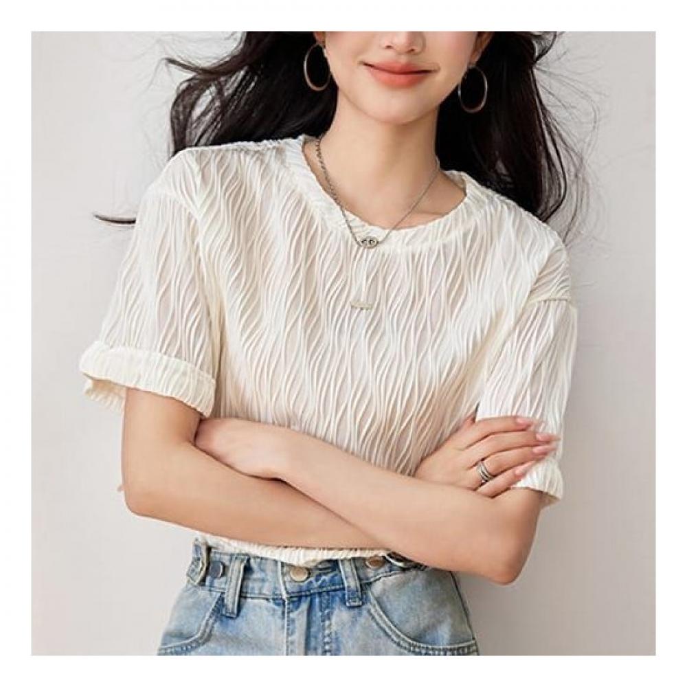 Navava NT1582 Simple Wave Round Neck ShorT Sleeve T shirT