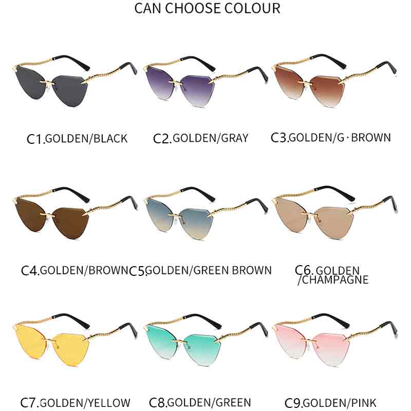 Fashion Sexy Cat Eye Metal Sunglasses Women Men Luxury Gradient Brand Sun Glasses Outdoor Travel Shopping Lady Man Eyewear UV400