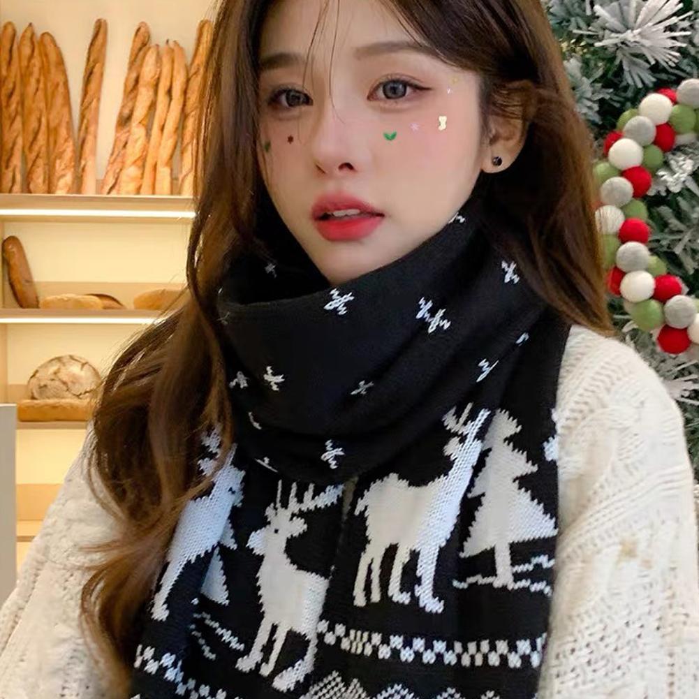 Korean Style Knitted Scarf Women's Winter Outerwear Warm Neck Warmer Fake Collar Shawl Atmosphere Feeling Female Fashion Gift