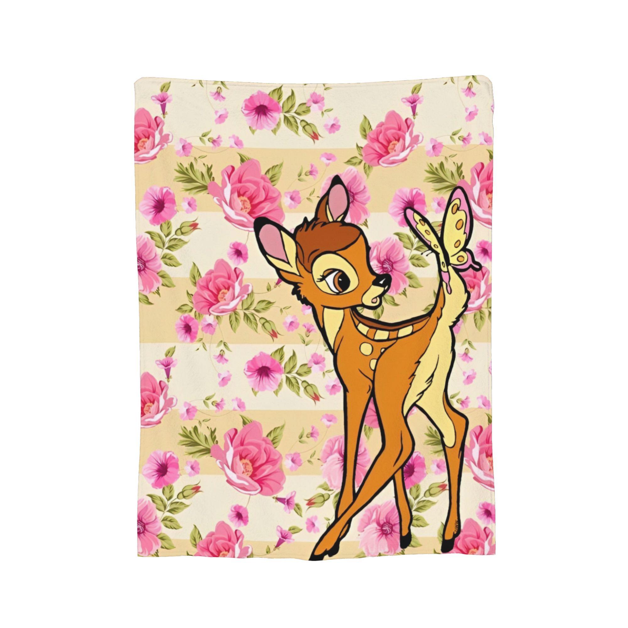

Bambi Cute Deer Blankets Velvet All Season Portable Lightweight Thin Throw Blankets for Bed Travel Rug Piece 150x200cm