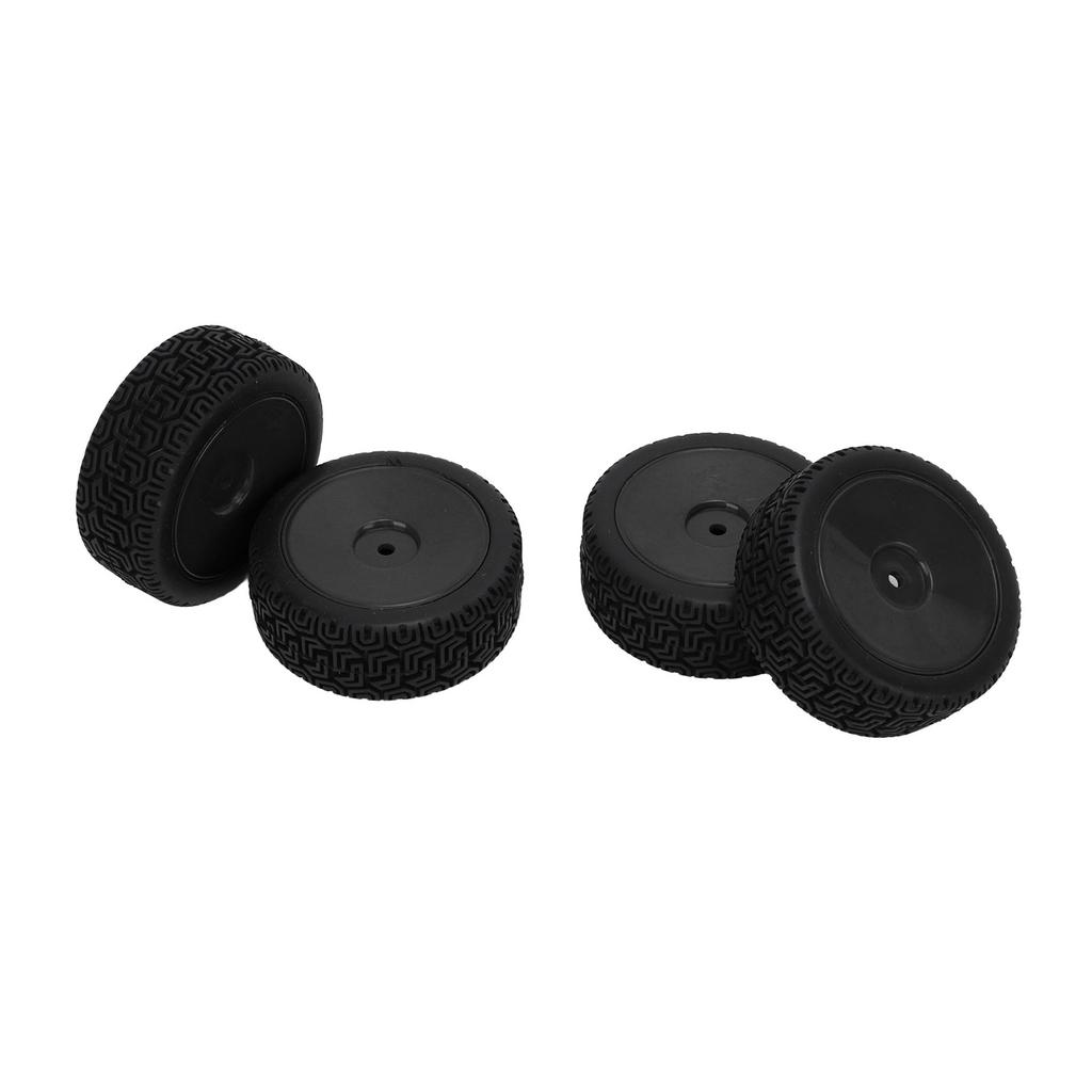 4pcs 1 10 RC Tires Set Rubber Strong Buffering High Wear Resistance Durable Wheels Set for 1 10 Flat Sports Car Black