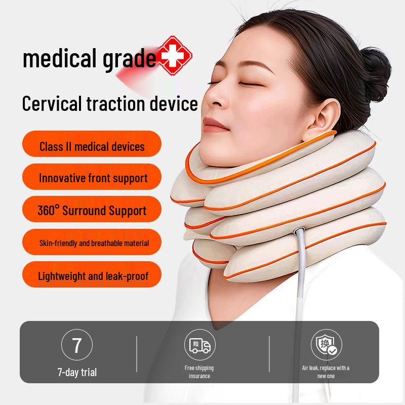 Inflatable Neck Brace Cervical Traction Device - Home Use Correction and Support Collar