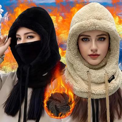 1 Pack Super Thick Plush Winter Balaclava Hat, Adjustable Drawstring, Suitable for Winter Skiing, Cycling and Outdoor Sports