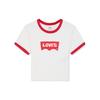 Levis Letter Print Crew Neck Short Sleeve T-Shirt Women Tops White A3523-0061