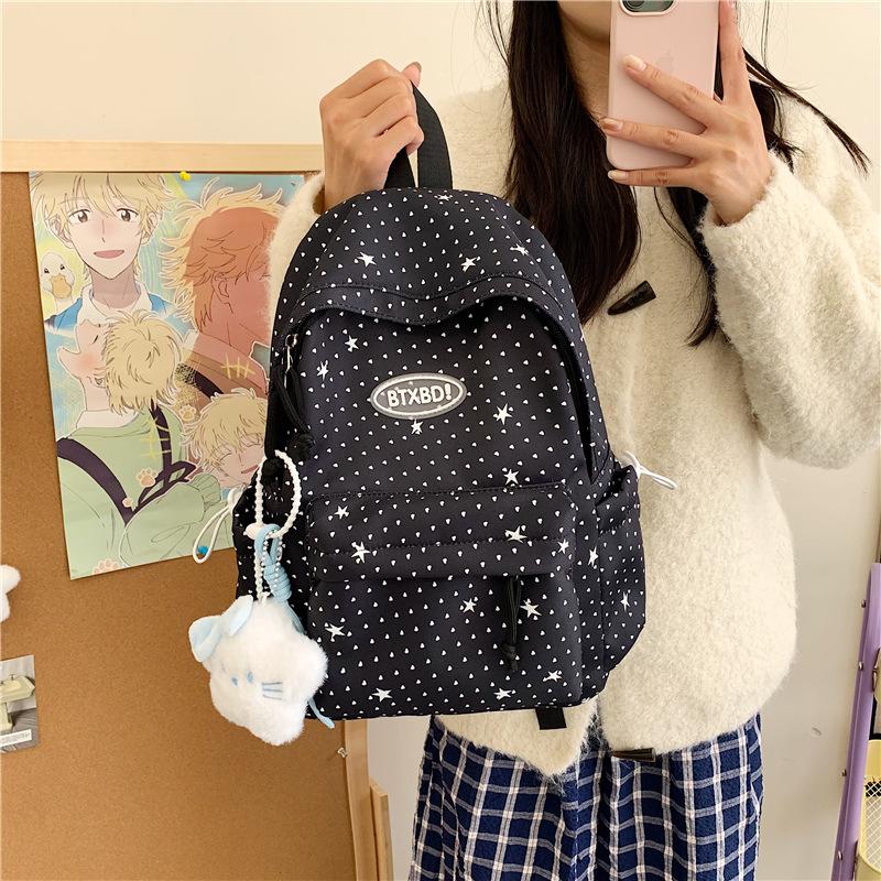 Schoolbag female high-value middle school student large-capacity Mori printed backpack cute polka dot lightweight travel backpack
