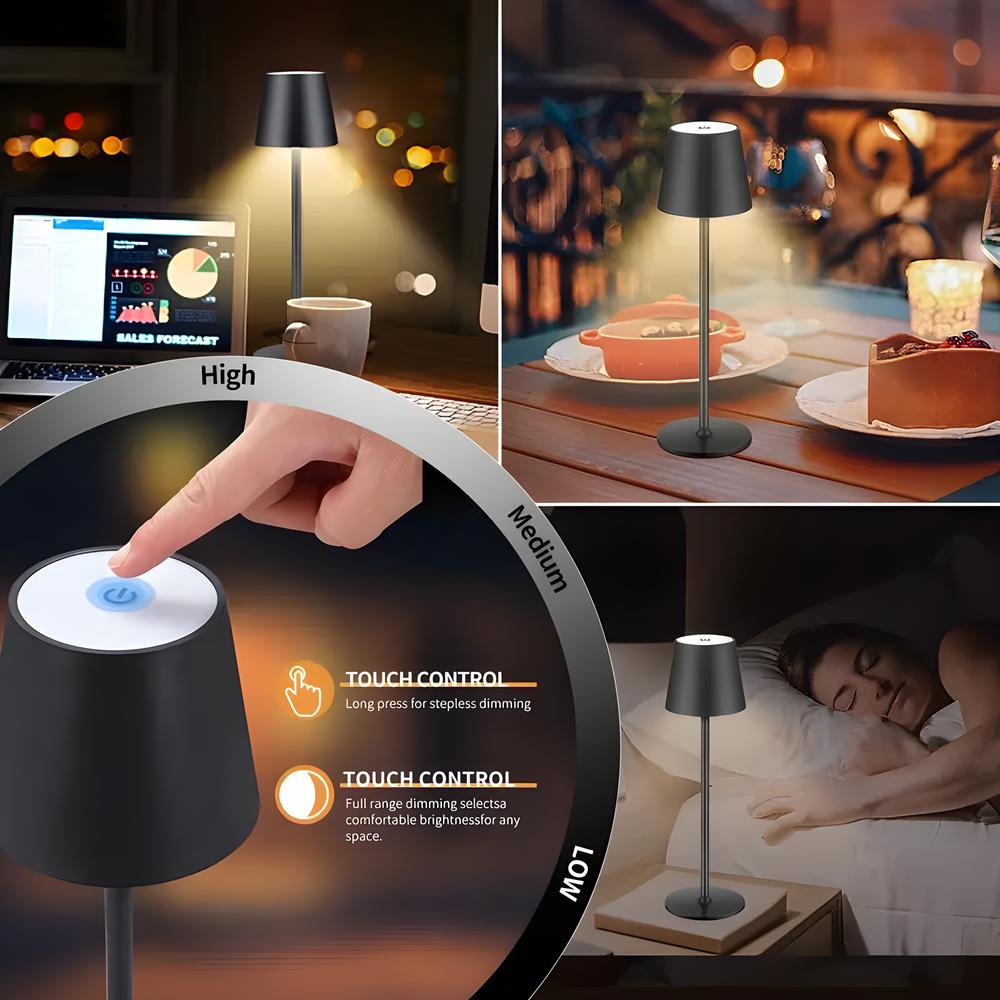 Hotel Cordless Usb Rechargeable Table Lamp Poldina Waterproof Touch Switch Table Lamps for Bedroom Hotel Living Room Restaurant