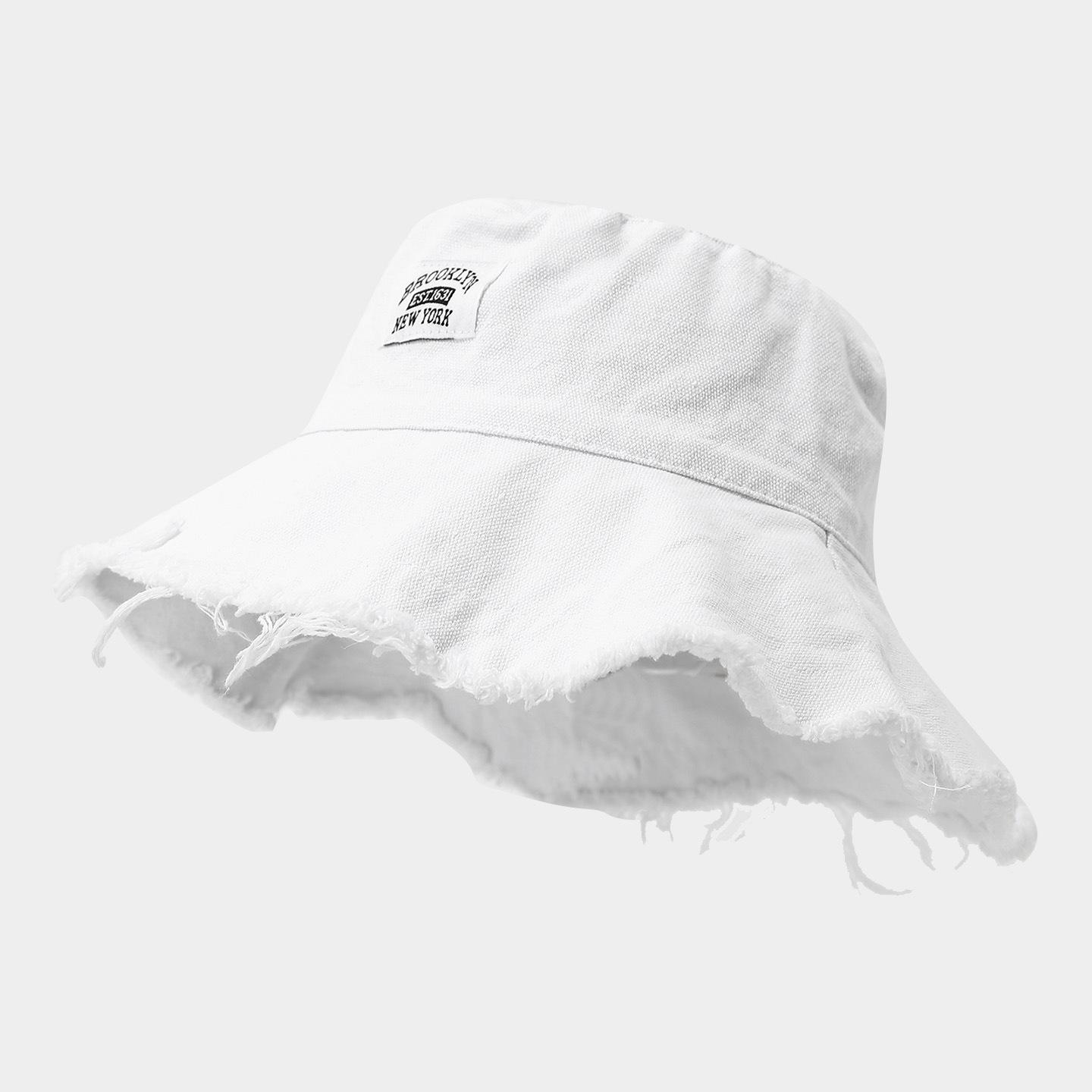 Ins Retro Letter Patch Fisherman Hat, Women s Street Fashion Frayed Edge Trendy Bucket Hat, Early Autumn Vacation Sunshade Hat