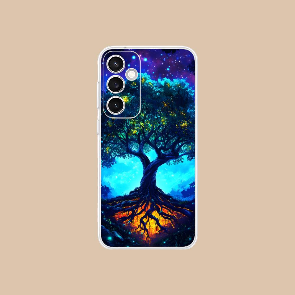 World Life Tree Mobile Phone Case for Samsung Galaxy S25 S24 S23 S22 S21Plus FE Ultra Clear Colorful Cover Smartphone Cover
