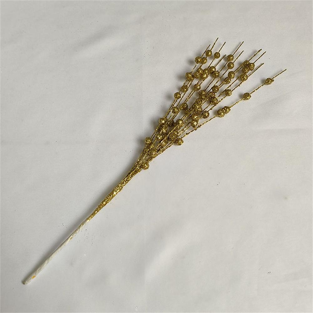 

1 шт. 12 вилок, блестящие ягоды, листья, украшение на рождественскую елку, сушеная ветка, коралловый золотой порошок, цветочный материал, декор для новогодней вечеринки золотой