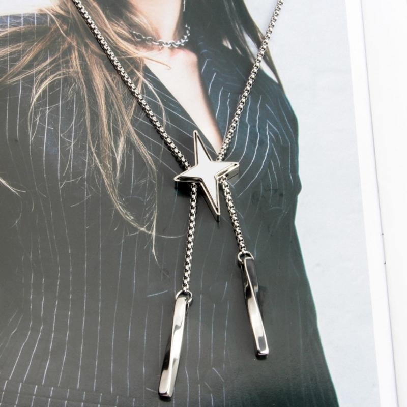 Blingbling Star Bolo Tie Pendant Necklace Clavicle Chain Gifts for Girls Present Lariat Bolo Tie Clavicle Chain